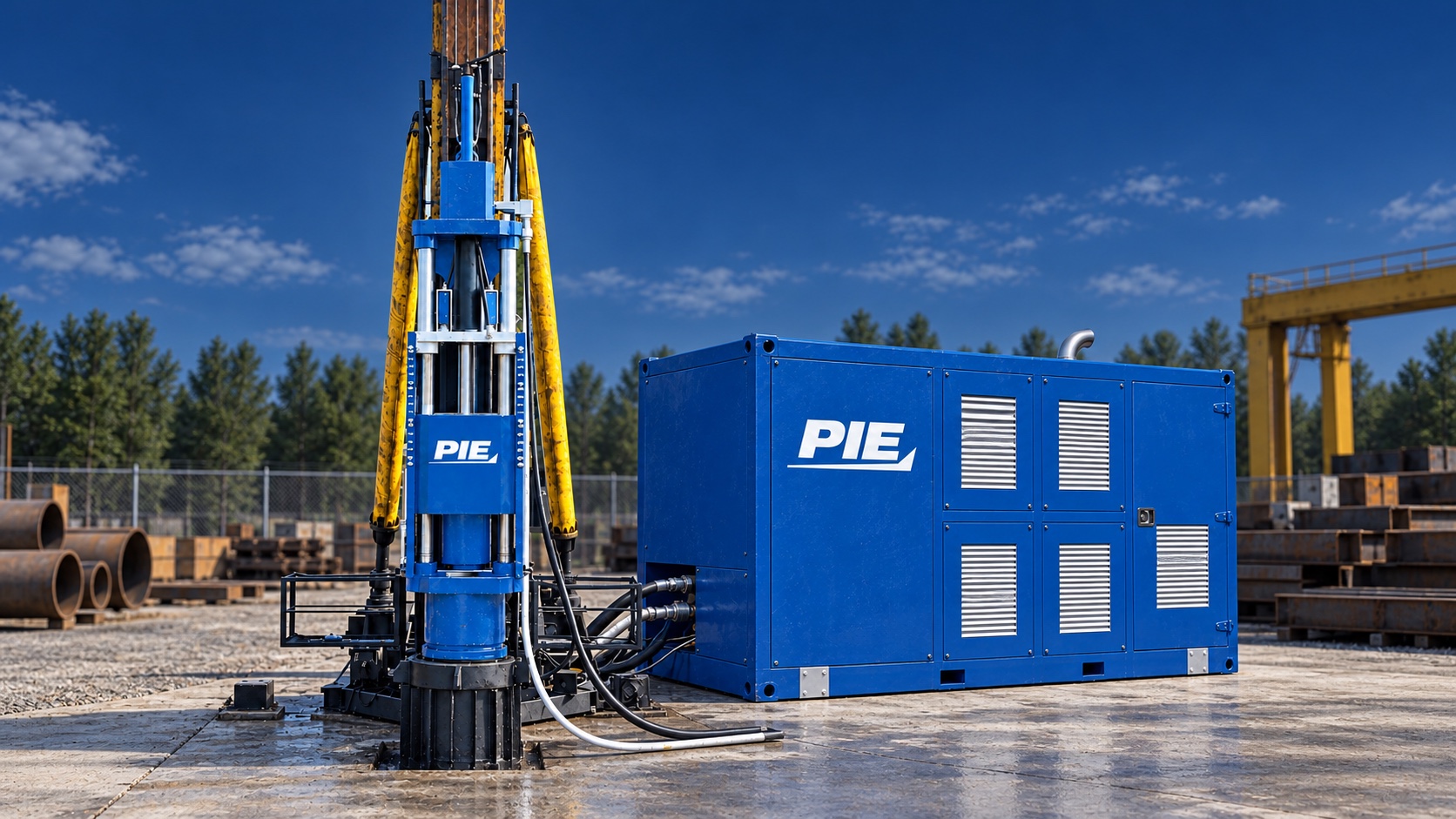 Blue PIE hydraulic impact hammer and matching hydraulic power unit