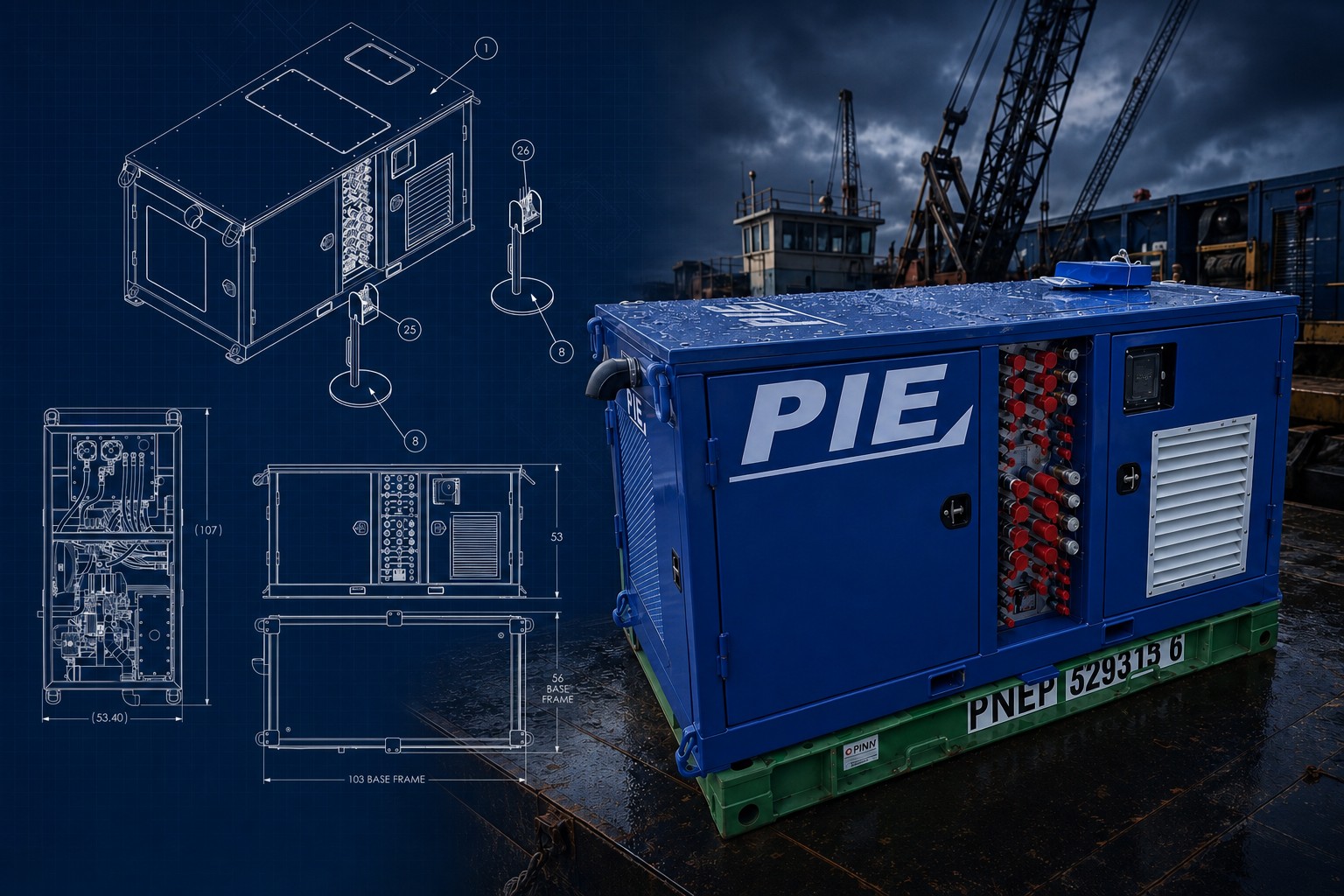 PIE 75 power unit with technical parts schematic drawings
