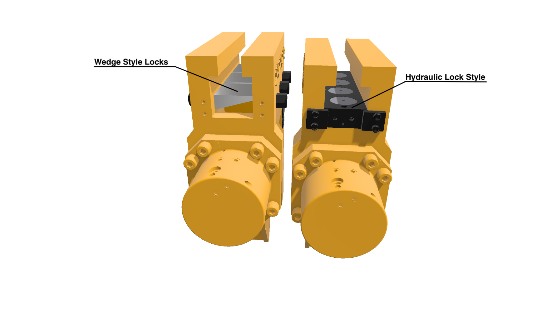 PIE 200 wedge-style and hydraulic-lock clamp configurations