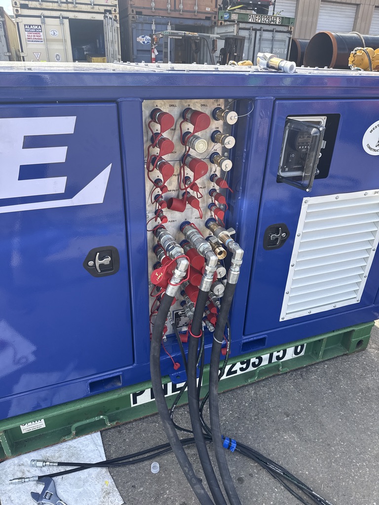 PIE75 hydraulic quick disconnect panel with multiple tools connected