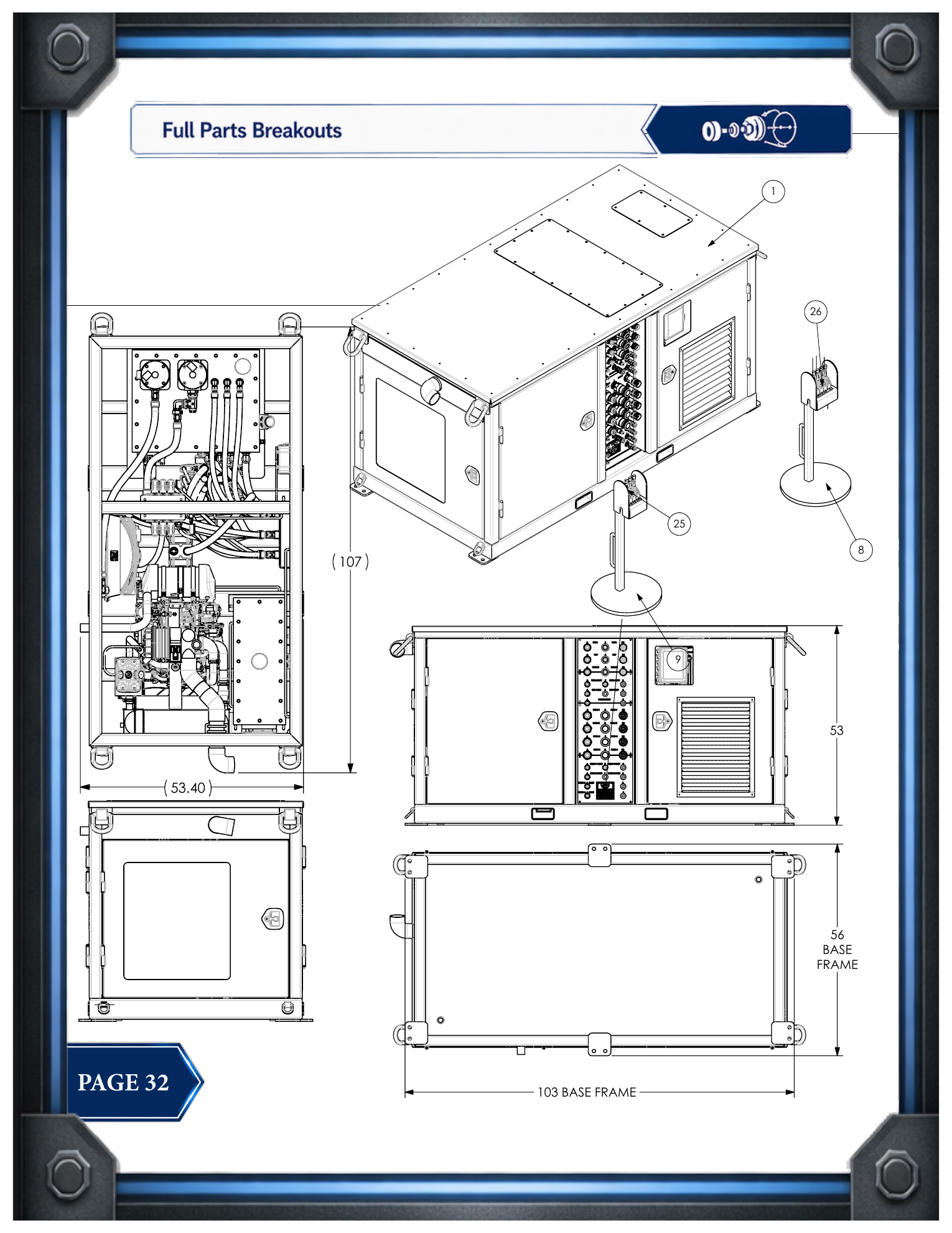 PIE 75 Power Unit Overview parts drawing, source page 32