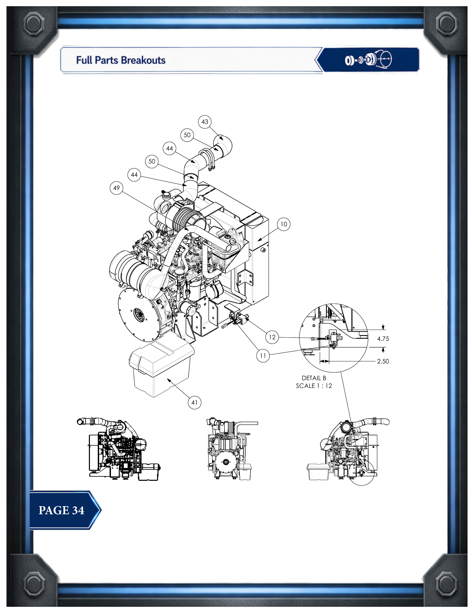 PIE 75 Diesel Engine parts drawing, source page 34