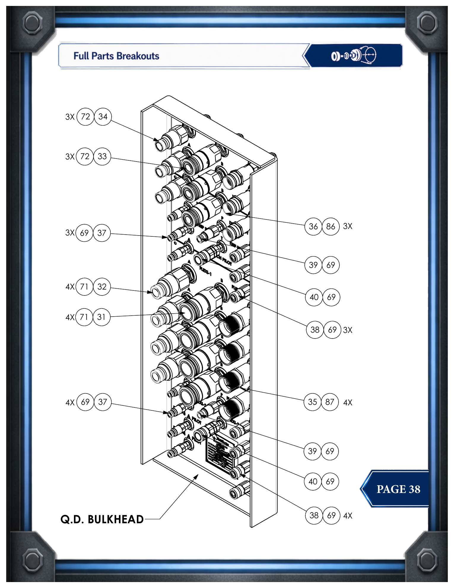 PIE 75 Quick Disconnect Bulkhead parts drawing, source page 38