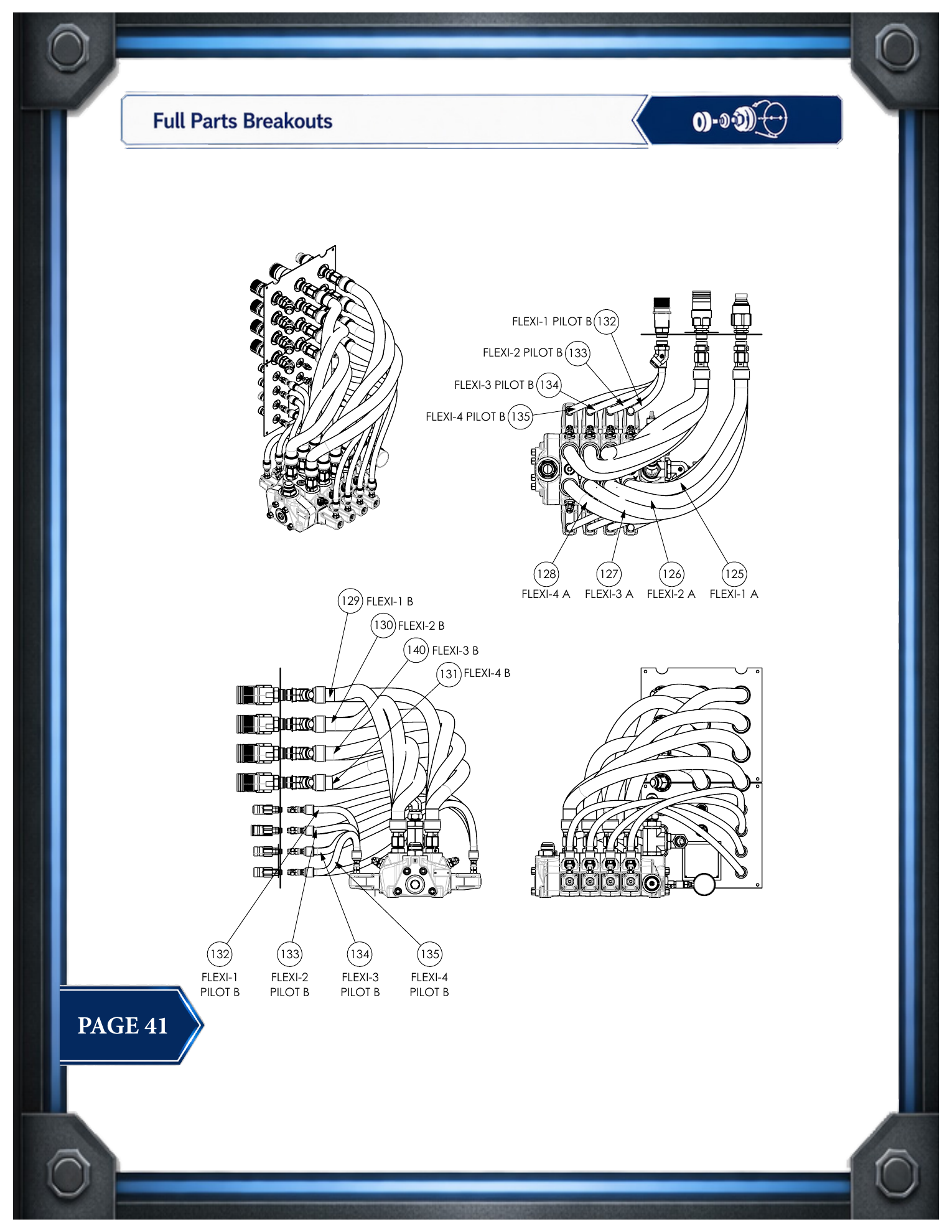 PIE 75 Flexi Hose Routing - Main Connections parts drawing, source page 41